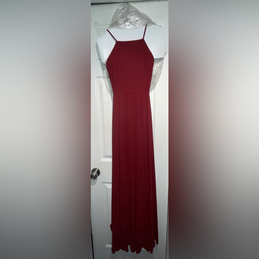 Lulu's Burgundy Halter Maxi Dress for Weddings